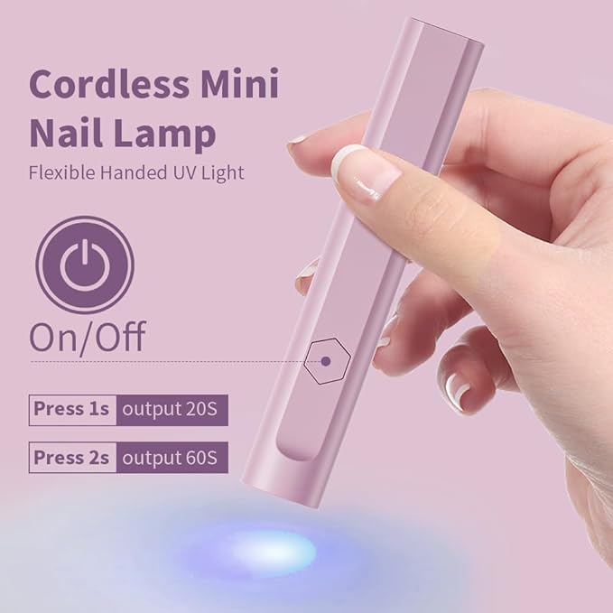 Mini UV Light for Gel Nails, Small Nail Cure Light, Flash Cure Lamp for Gel Nails, LED Nail Lamp for Gel Polish, Manicure USB Nail Dryer for Fast Curing at Salon Home DIY Purple