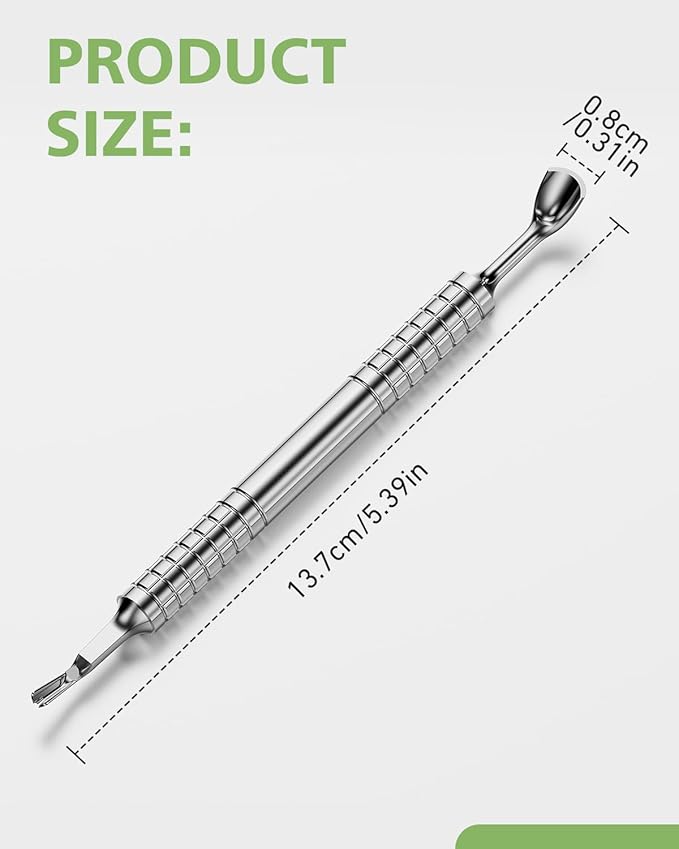 BALUCA Professional Cuticle Pusher & Trimmer for Women - 2-in-1 Nail Cuticle Remover Tool for Perfect Manicures & Pedicures, Silver