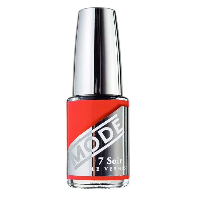 MODE Coral Blood Orange Nail Polish Color, Long Lasting Nail Lacquer, Nourishing, Chip Resistant Strengthening Protection, Pro Wide Brush, Vegan, NY Made, 7 Soir Le Vernis, Laughing One