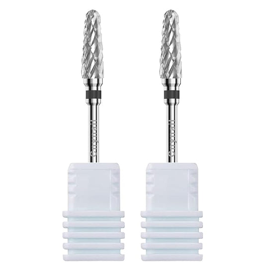 3/32" 2PCS Clean Cone Bits Extra Coarse Grit Carbide Cuticle Cleaner Bit for Electric Nail Drills – Professional Manicure Tool for Nail Salons and Home Use (XC Grit. Silver)