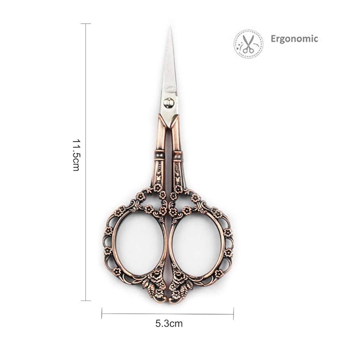 Professional Manicure Scissors, EBANKU Vintage Stainless Steel Cuticle Precision Beauty Grooming for Nail, Facial Hair, Eyebrow, Eyelash, Nose Hair (Red Bronze)