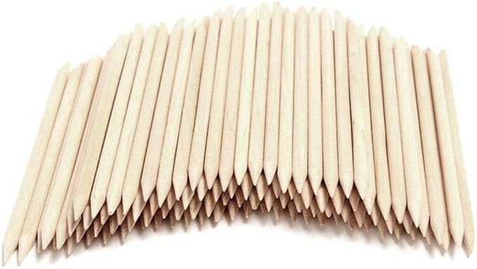 Onwon 100 Pieces Orange Wood Sticks - Double Sided Nail Art Multi-Functional Cuticle Pusher Remover, Clean Nail Polish - 110mm Pointed End & Flat End Manicure Pedicure Tool