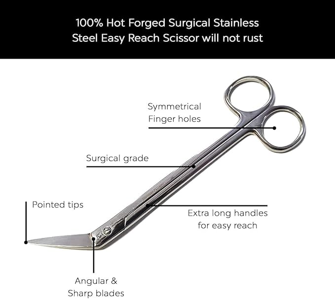 DreamCut Long Handled Toenail Scissors - Stainless Steel