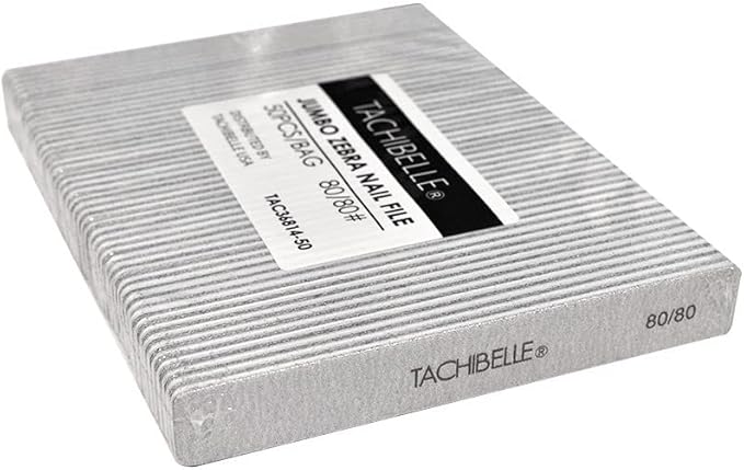 Tachibelle 50 Pcs Premium Japan Abrasive Jumbo File Washable Zebra File Nail Art Sanding Nail Files (Jumbo 80/80 Coarse)