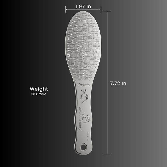 Stainless Steel Foot File with Silicone Grip – Professional Pedicure & Callus Remover, Surgical-Grade Foot Scrubber for Dead Skin & Cracked Heels, Safe for Diabetics, Autoclavable, 2-Year Warranty