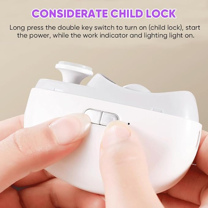 Electric Nail Clippers with Light, Baby Nail Ttrimmer Electric Automatic Finger Toe Clippers Fingernail Grinder Nail Filer Electric for Senior Adults Dual-Speed Child-Lock (White)