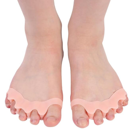 2 Pcs Toe Separators for Women & Men - Silicone Children Newborn Adult Toe Spacers for Overlapping Toes, Bunions, Hammer Toe, Toe Straightener for Foot Pain Relief ([5-11 years old] Skin)