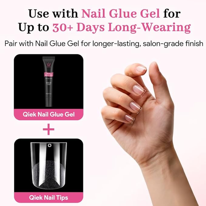 Extra Short Sharp Square Fake Nail Tips - 15 Sizes 240 PCS Clear French Half Matte Press On False Nail Tips Full Cover Gel Nail Tips Extensions Thick Long Lasting DIY Beginners & Salon Manicure