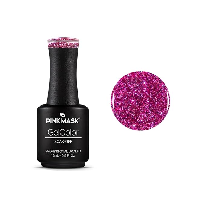 PINK MASK Gel Color Nail Polish Katy - Popstar Col. 15ml / o.5 oz - UV/LED Gel Polish, Non Wipe, Long Lasting, Soak Off Formula