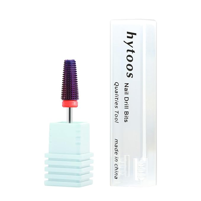Purple 5 in 1 Nail Drill Bit, 15mm Tapered Drill Bits for Nails, 3/32" Professional Straight Cut Two-way Carbide Nail Bits, Electric Manicure Gel Polish Acrylic Powder Removal Tool, Fine