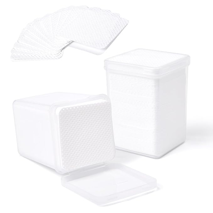 Lint Free Nail Wipes 400Pcs Nail Polish Removal Wipes Disposable Non-Woven Nail Cotton Pads Super Absorbent Eyelash Extension Glue Cleaning Wipes Nail Salon and Home Use