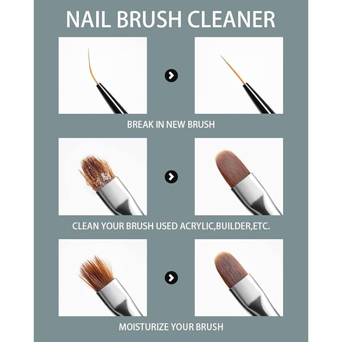 AIJIMEI Brush Cleaner for Nail Brush Fast Cleaning Nail Brush Cleaner Easy To Use For Salons And Home Use Acrylic Nail Brush Cleaner Nail Art Brushes Cleaner, Paint Nail Brush Cleaner 2FL OZ