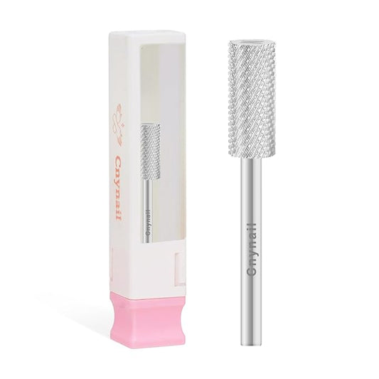 3/32" 5.35MM Small Barrel Flat Top Bit Tungsten Carbide Nail Drill Bit Safety Bit for Gel & Acrylic Removal, 2-Way Rotating Efile Tip, Salon Electric File Accessory (M Grit, Silver)