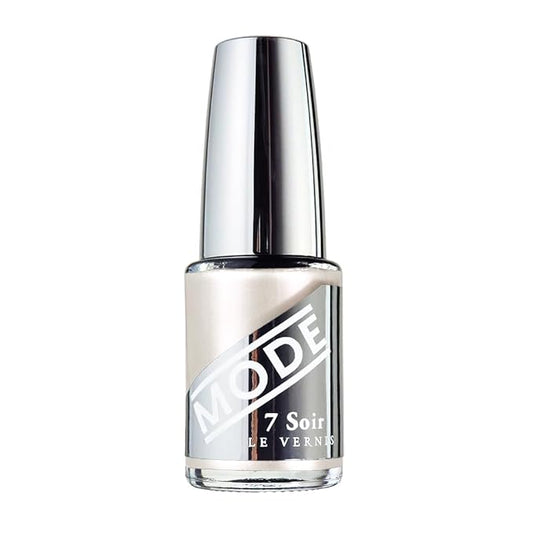 MODE Pearl Nail Polish Pure Frosted White Pearly Nail Lacquer, Long Lasting High Performance Pearlescents, Chip Resistant Strengthening Protection, Pro Wide Brush, NY Made, 7 Soir Le Vernis, Pearlina