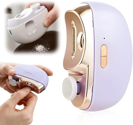 Electric Nail Clipper, 2026 New 2 in 1 Electric Polishing Automatic Nail Clippers, with Polishing, Multifunctional Nail Trimmer with 2 Adjustable Speeds for Seniors, Kids, Adults (Purple)