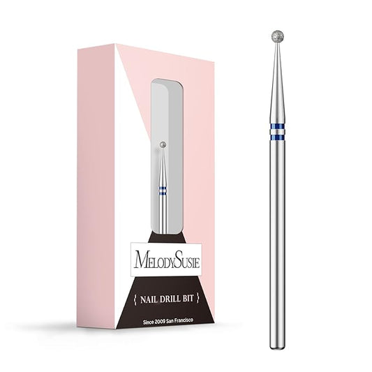 MelodySusie 1.8mm Ball Shape Cuticle Clean Nail Drill Bit 3/32'', Professional Safety Carbide Diamond Under Nail Cleaner for Cuticle Dead Skin Nail Prepare, Beginners Bits, Series Bit-S, Medium
