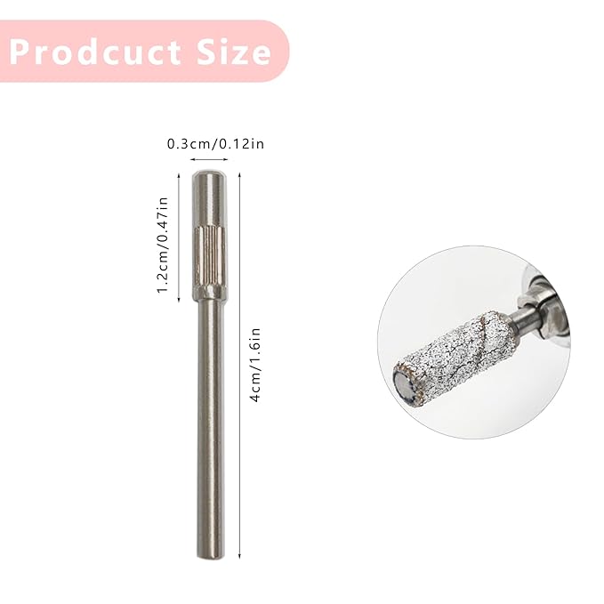 5 Pcs Mandrel Nail Drill Bits, 3.1MM Mini 3/32 Shank, Small Sanding Bands for Electric Drill File Machine, Stainless Steel Manicure Pedicure Tool Kit for Acrylic Nails