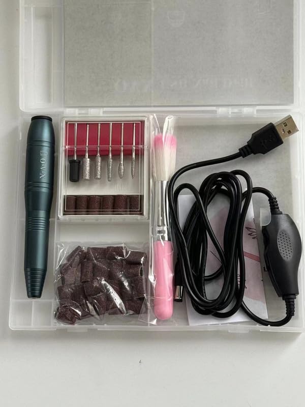 20000RPM USB Portable Nail Drill Electric Nail File Set Professional Manicure Pedicure Polishing Shape Tools with Sanding Bands Nail Drill Bits and Cleaning Brush for Acrylic Gel Nails(Charcoal Gray)
