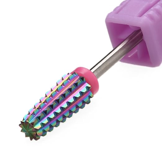 5 in 1 Nail Drill Bits,Rainow Two Way Rotate use for Both Left and Right Handed,Multi-Function Tapered 3/32 Inch Nail Bit for Fast Remove Acrylic Gel Nail (3XC, Rainbow)