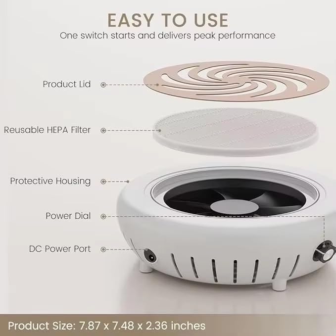 High Speed 4500RPM Strong Suction Nail Dust Collector Vacuum Cleaner for Manicure Pedicure with Removable Filter (Golden)
