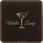 Custom Engraved Coasters | Personalized Leather Coaster | Set of 6 | Drink - Image 2