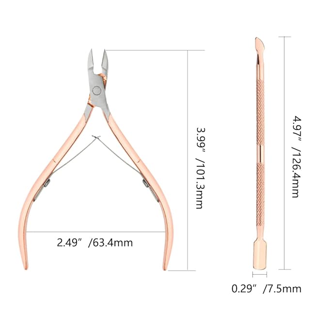 8Pieces Cuticle Trimmer Cuticle Nipper Cuticle Remover Cuticle Cutter with Cuticle Pusher Stainless Steel Cuticle Cutter Clipper Nail Tools for Fingernails and Toenails (Rose Gold)