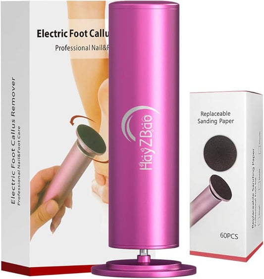 Electric Foot Callus Remover - Electric Callus Remover for Feet,Adjustable Speed Foot Scrubber with 60 Pcs Sandpaper Discs,Professional Pedicure Tool for Dead Skin and Calluses - Matte Purple