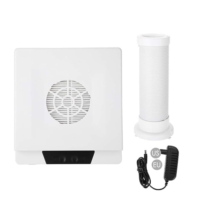60W Nail Dust Collector, Dust Collector Nail Vacuum Fan Suction Manicure Cleaner with 3 LED Retractable Elbow and Sensor Pedicure Machine Extractor for Polish Acrylic Nail (us Plug)