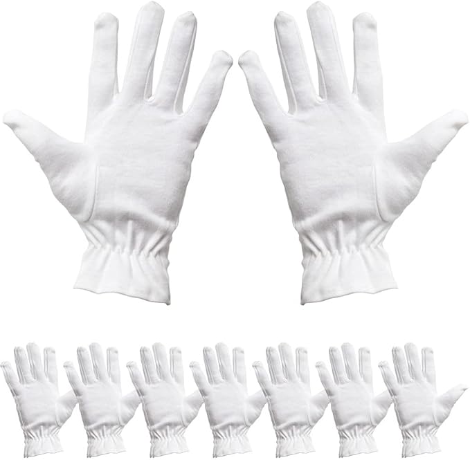 ForPro Professional Collection Premium Cotton Gloves, 7 Pairs White for Moisturizing Hands Overnight, Inspection Cloth Quality, Eczema Dry Sensitive Skin Spa Therapy, Elastic Wristband