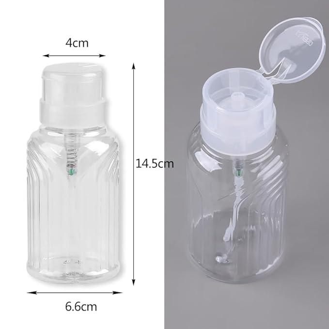 Nail Polish Remover Pump Push Down Pump Dispenser 500Pcs Lint Free Nail Wipes Pump Bottles for Liquids Eye Makeup Remover Pump Push Down Alcohol Dispenser Empty Clear Bottle
