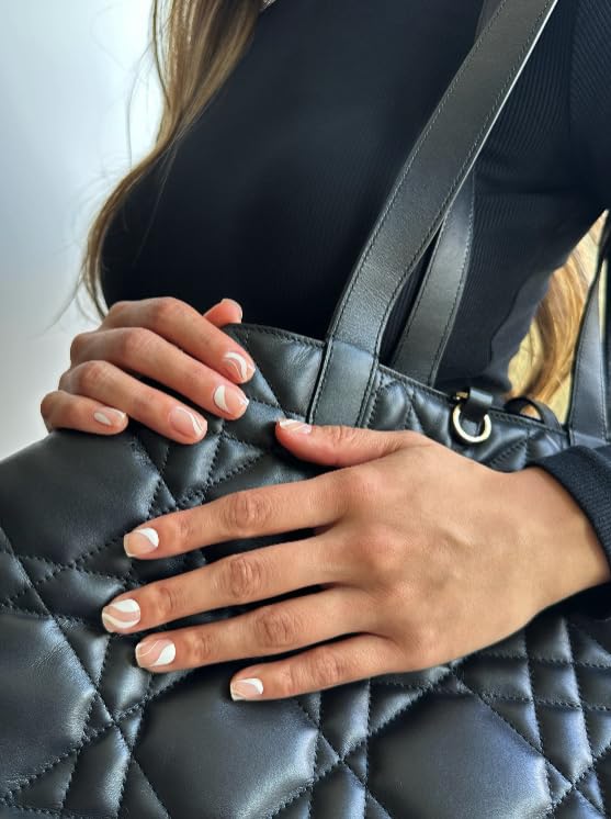 NOVA, Semi Cured Gel Nail Strips (Between The Lines) - The 10 Minute Manicure. Salon-Quality, Female Founded, Easy to Apply & Remove - Incl. Nail File & Wooden Stick (Between-The-Lines)