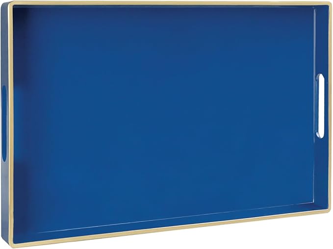 Navy Blue Serving Tray with Handles, Plastic Modern Decorative Tray | Rectangle by MAONAME