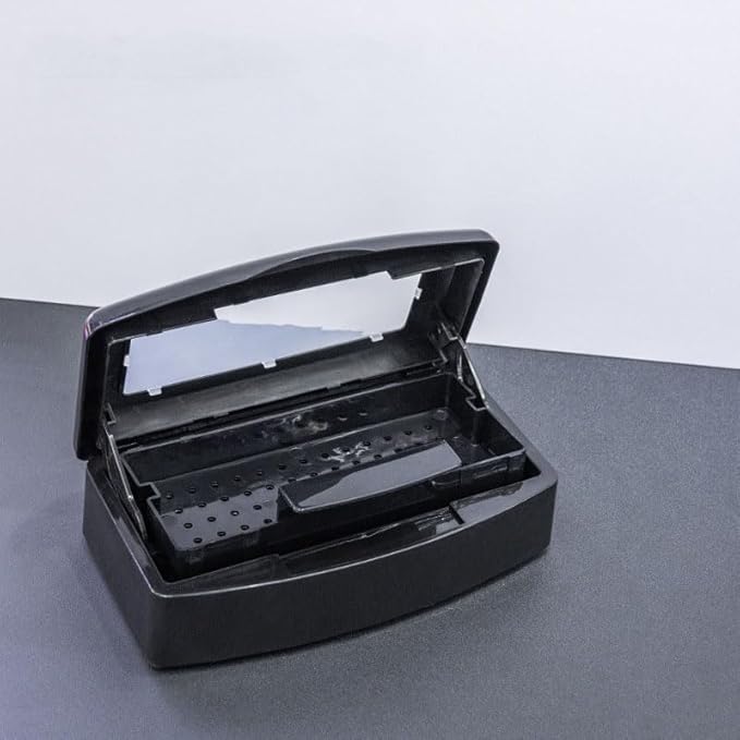 Nail Tool Sterilizers Plastic Nail Art Tray,Clean Box Storage Organizer for Nail,Tweezers, Cutter Manicure Equipment-Nail Art Tool (black)