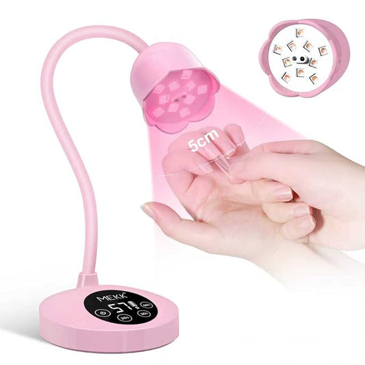 MEKK Gooseneck UV Nail Lamp Cordless Mini UV Light for Gel Nails with Auto Sensor,Professional Flash Cure Lamp 30W Single Nails Light with Three Timers (10s/30s/60s) Salon & Home DIY Use-Pink