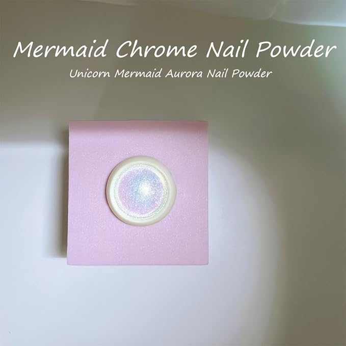 1 Box Mermaid Chrome Nail Powder Iridescent Aurora Chrome Pigment Powder for Nail Art, White Unicorn Pearl Nail Powder Mirror Effect Nail Art Decoration