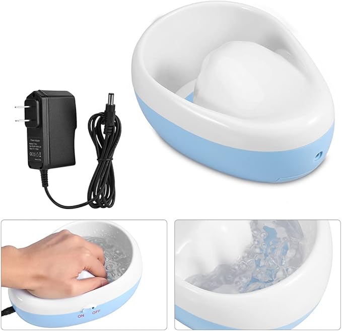 Manicure Bowl,Nail Soaking Bowl,Electric Massage Nail Soaking Bowl for Nail Polish Remove,Dead Skin Softening Beauty Manicure Tool Blue