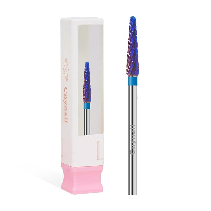 3/32" Small Cone Clean Medium Grit Carbide Cuticle Cleaner Bit for Electric Nail Drills – Professional Manicure Tool for Nail Salons and Home Use (M Grit. Purple)