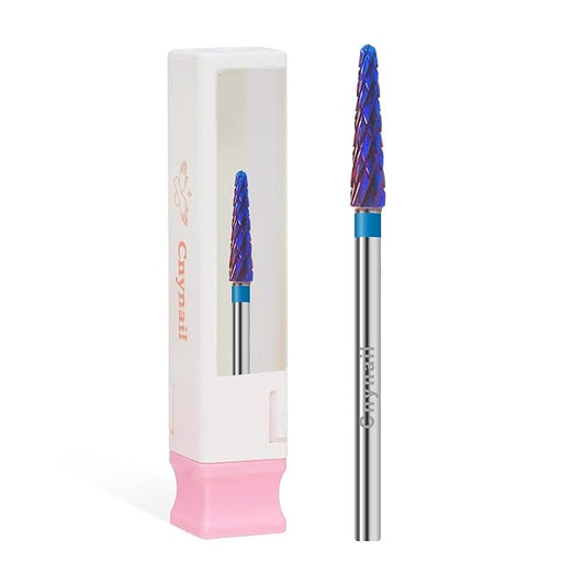 3/32" Small Cone Clean Medium Grit Carbide Cuticle Cleaner Bit for Electric Nail Drills – Professional Manicure Tool for Nail Salons and Home Use (M Grit. Purple)