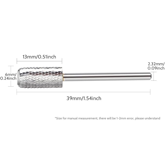 QUNZHAO Nail Drill Bits Dust proof bit Tungsten Steel Fast remove Acrylic or Hard Gel 3/32" Shank - Manicure, Nail Art, Drill Machine (Fine-F, Silver)