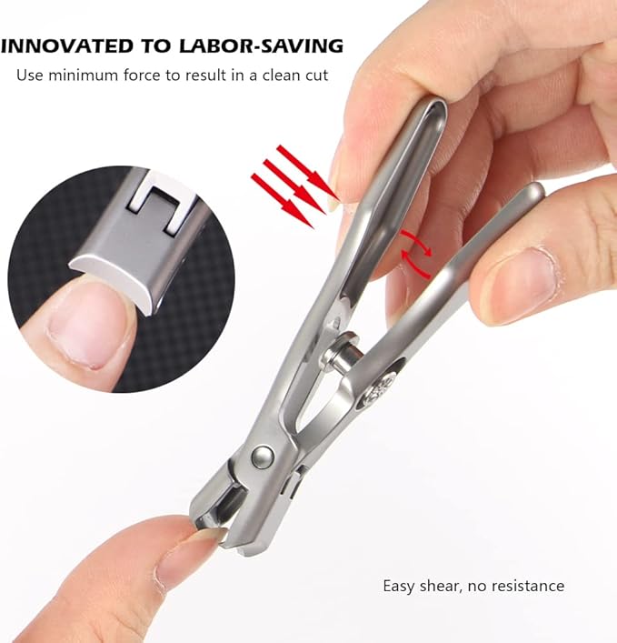 KEENSUN Nail Clippers, 16mm Wide Jaw Opening Ultra Sharp Nail Clippers for Cutting Thick Nails Extra Large Toenail & Fingernails Clippers with Safety Lock and Nail File for eniors, Men, Adult (Silver)