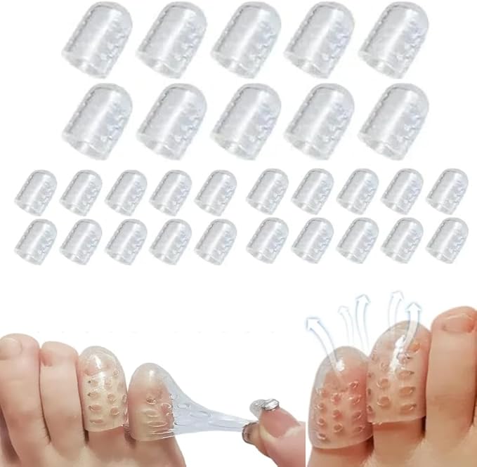 Silicone Anti-Friction Toe Protector, Gel Toe Protectors Breathable Toe Covers, Silicone Little Toe Sleeves Gel Toe Protectors Women with Airflow Orifice Breathable Toe Separators (30pcs)