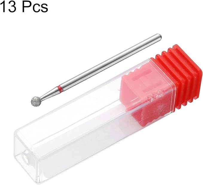 HARFINGTON 13pcs 200-230 Grits Diamond Grinding Bit 3mm Ball Head 2.35mm Shank 3mm Length Stone Sanding Drill Bits Rotary Tool for Ceramic Glass Nails Grinding Polishing