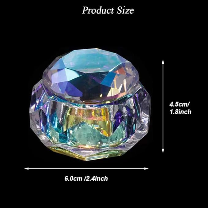 Nail Dappen Dish with Lid, ForSewian Crystal Glass Nail Monomer Dampen Dish Holder for Nail Acrylic Liquid & Powder