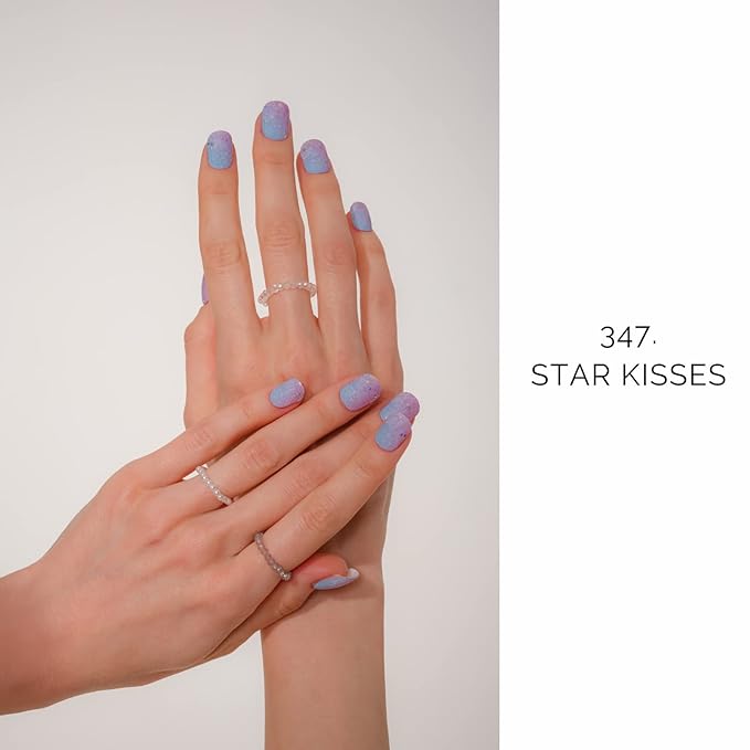 NAILOG Semi Cured Gel Nail Strips 20 Pcs | Buy 2 Get 1 UV Lamp | Extra Long Nail Wraps with Glossy Finishing | Star Kisses