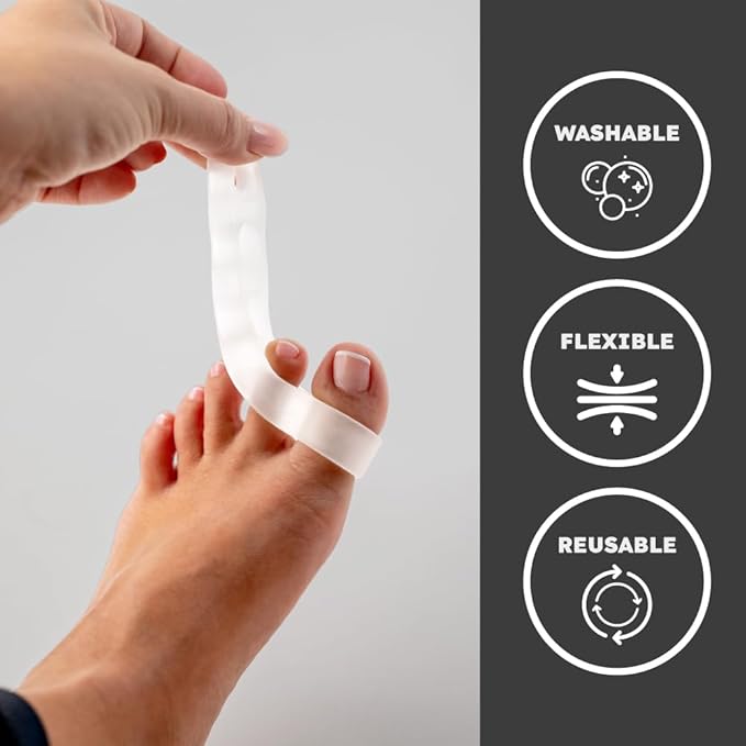 Awesome Toes Spacers & Separators Kit Fast Relief for Hammertoe & Bunions | Includes Stretch Band, Individual & Full Spacers for Walking, Running, & Yoga Practice | Small