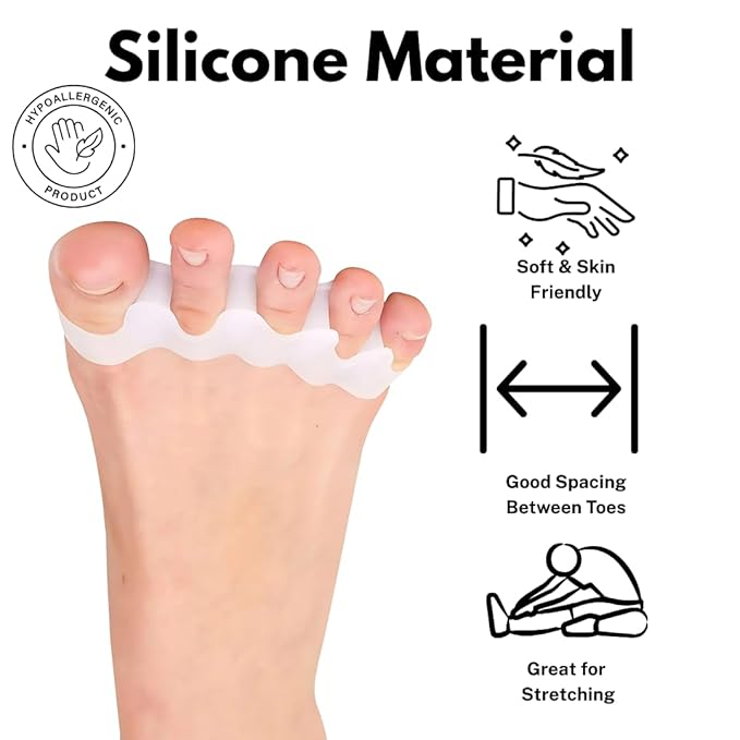 6 Pcs Silicone Toe Separators & Toe Spacers for Men & Women Gel Toe Separators for Overlapping Toes Bunions & Bent Toes Toe Spreader & Toe Stretcher for Alignment, Pain Relief Balance & Relaxation