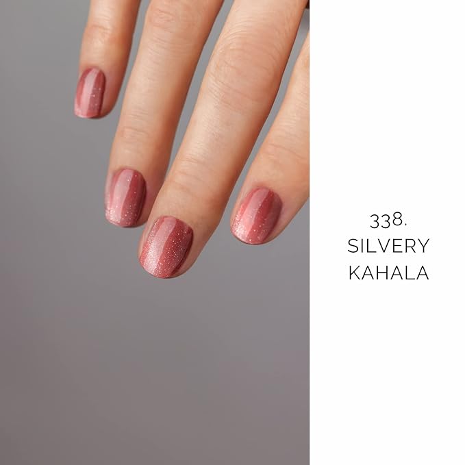 NAILOG Semi Cured Gel Nail Strips (20 Extra Long Stickers/Wraps) | Buy 2 Get 1 UV Lamp| Glossy & Long Lasting Soft Gel Finishing, Silvery Kahala