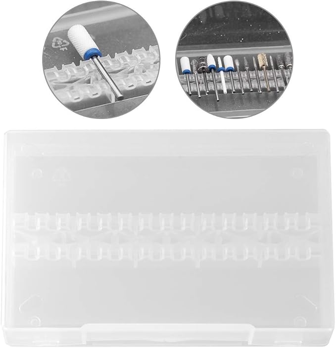 Nail Drill Bit Case, Nail Drill Bit Holder Stand Display Organizer 14 Holes Empty Nail Grinding Organizer Case Nail Art Polishing Grinding Drill Bit Holder Manicure Tool for Home Nail Salon Use