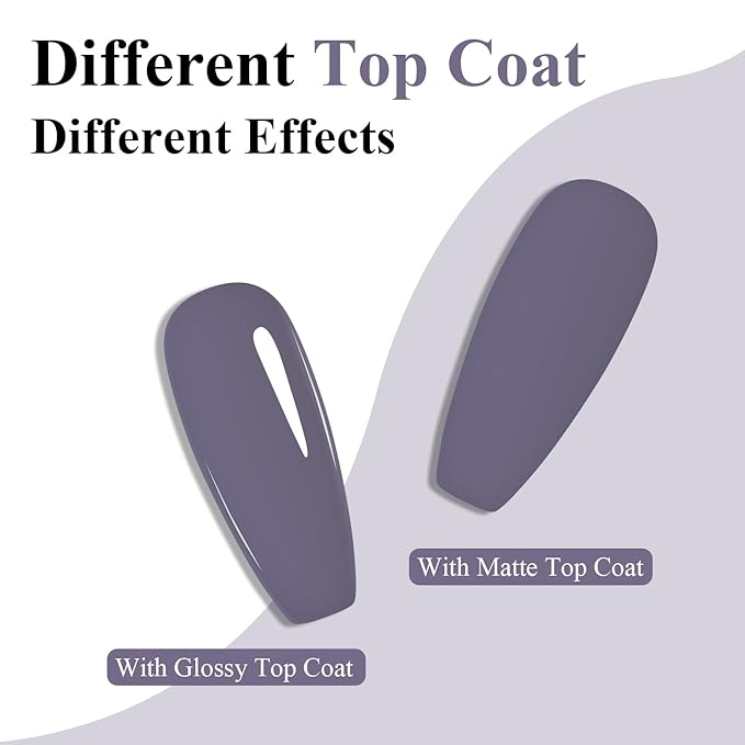 Imtiti Purple Gel Nail Polish, Greyish Purple Gel Polish High Gloss Soak Off UV LED Autumn Winter Art Manicure Salon DIY Design 10ML