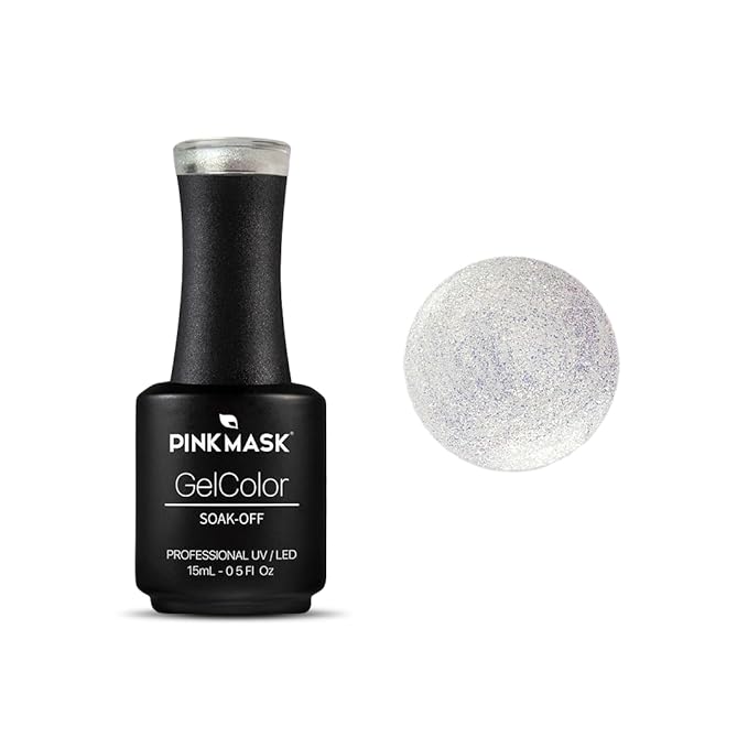 PINK MASK Gel Color Nail Polish Frosty - Col. Festive 15ml / o.5 oz - UV/LED Gel Polish, Non Wipe, Long Lasting, Soak Off Formula